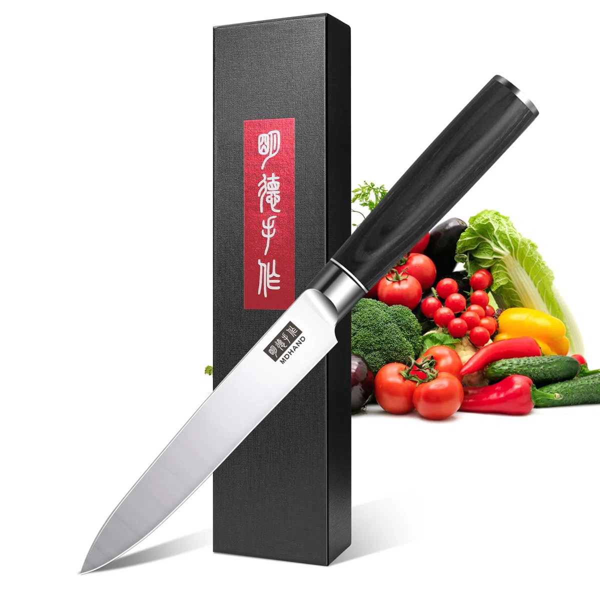MDHAND Obstmesser Kochmesser Allzweckmesser Profi 13 cm Scharf Küchenmesser Chefmesser aus rostfreiem Deutscher Edelstahl mit Ergonomischem Griff