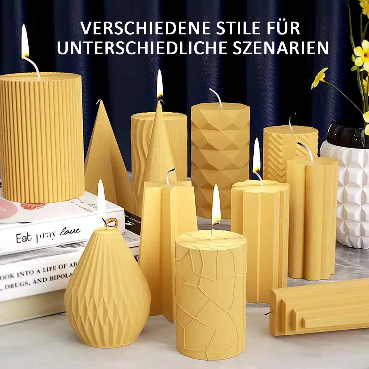 6 Stück Silikonform Kerzen, 3D Kerzen Selber Machen Set-Gießen Formen, Kerzenformen Zum Gießen, DIY Kerzenform Silikon Runde