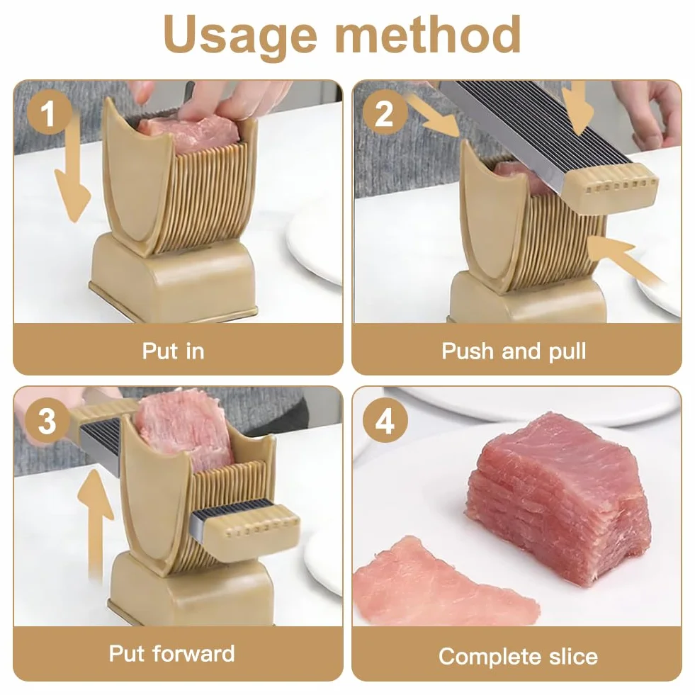 Frischfleischschneider, Schneidemaschine Küche für zu Hause, Verstellbarer Fleischschneider mit Edelstahlklinge, zum Schneiden von Fleisch, ein Schnitt ergibt 18 Scheiben, Khaki
