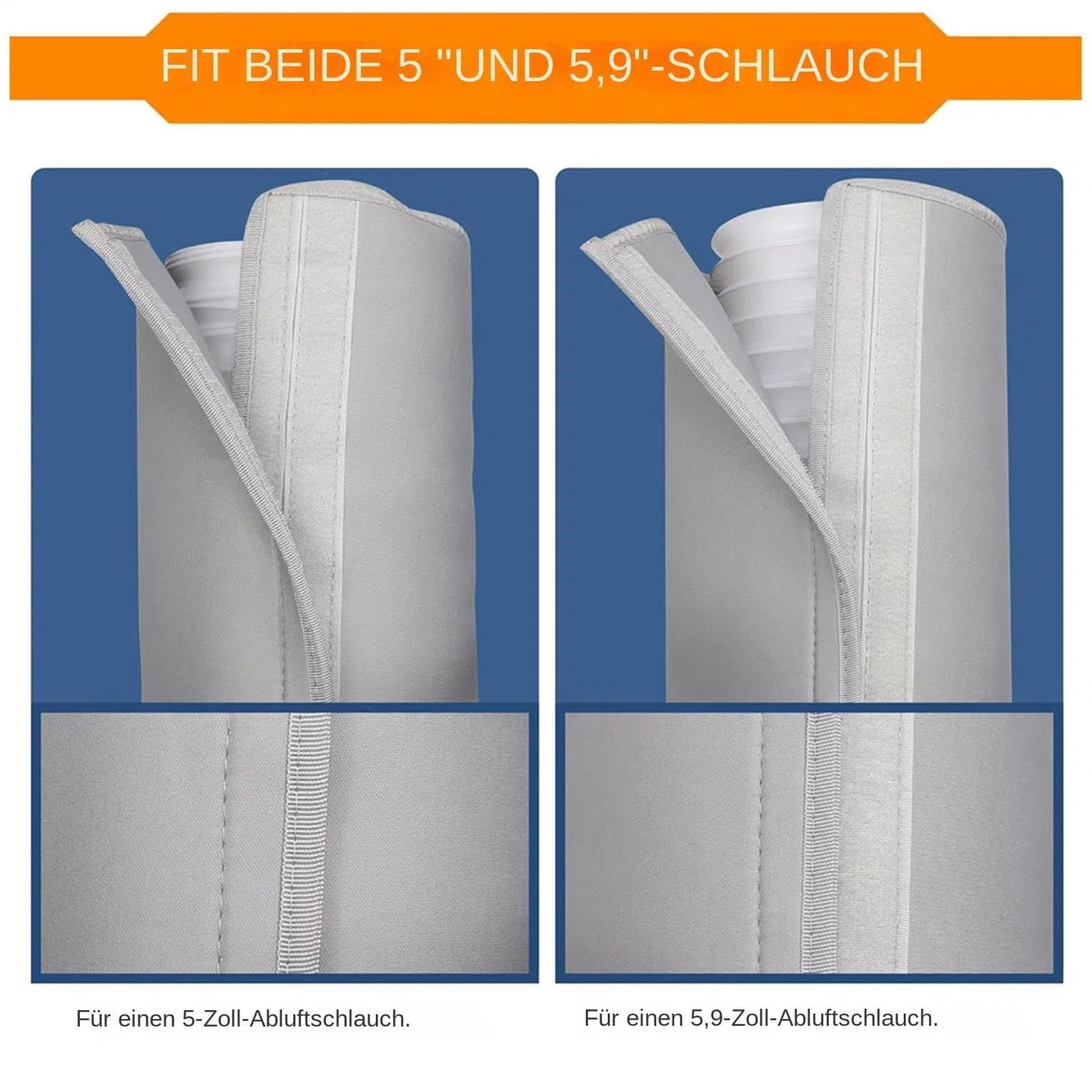 Isolierte Schlauchabdeckung Für Tragbare Klimaanlage - 150cm Länge Für 5-5,9 Zoll Rohre | Staubdichte AC-Abluftschlauch-Isolierung Mit 3 Verstellbaren Riemen Für Wohnmobil, Büro & Zuhause