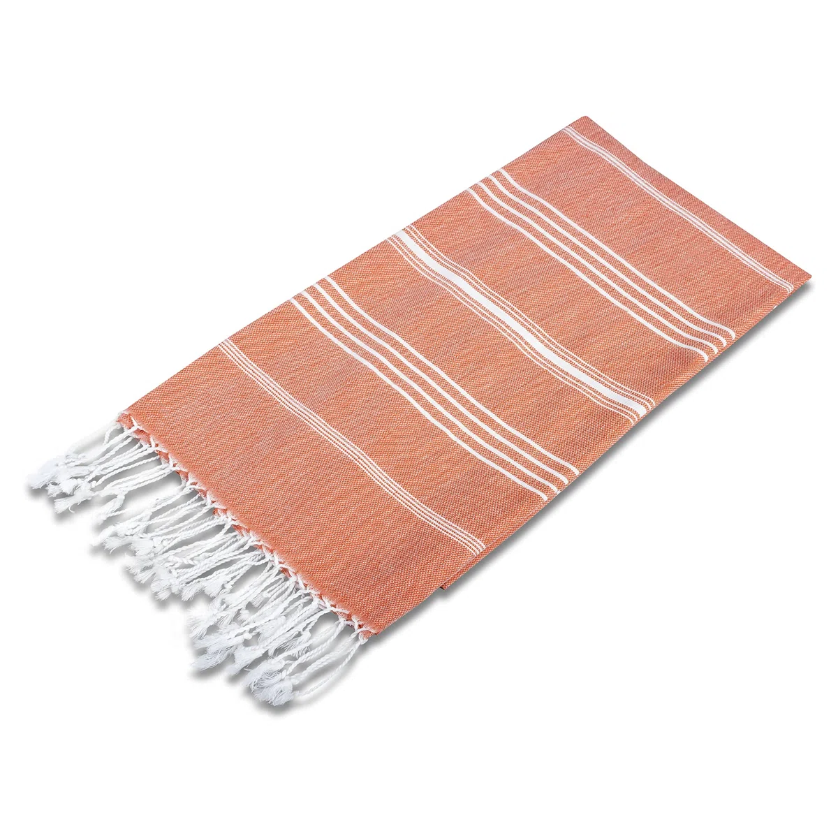 LAYNENBURG 2er-Set Premium Hamamtuch mit handgeknüpften Fransen - 100% Baumwolle - XXL Strandtuch 100x200 cm - Oeko-TEX 100 - Strandhandtuch groß - Saunatuch & Reisehandtuch (Coral)