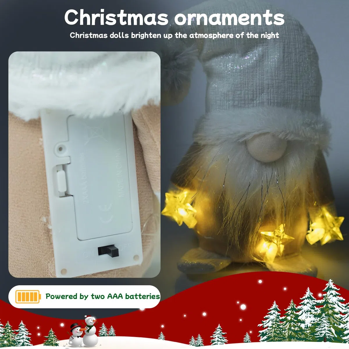 Wichtel Leuchtend 2er Set, LED Deko Figur 22cm, Tomte Batterie | Skandinavische Ambiente-Beleuchtung für Garten, Balkon & Innen. Kabellos & ganzjährig. Hinweis: Batterien nicht enthalten.
