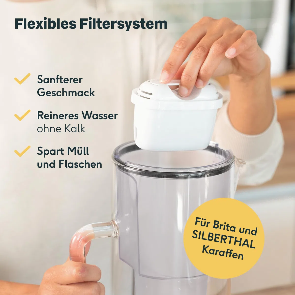SILBERTHAL Wasserfilter Kartuschen - Reduziert Kalk, Chlor und Verunreinigungen - Filterkartuschen kompatibel mit Brita Maxtra und SILBERTHAL Filterkannen - 3er Pack