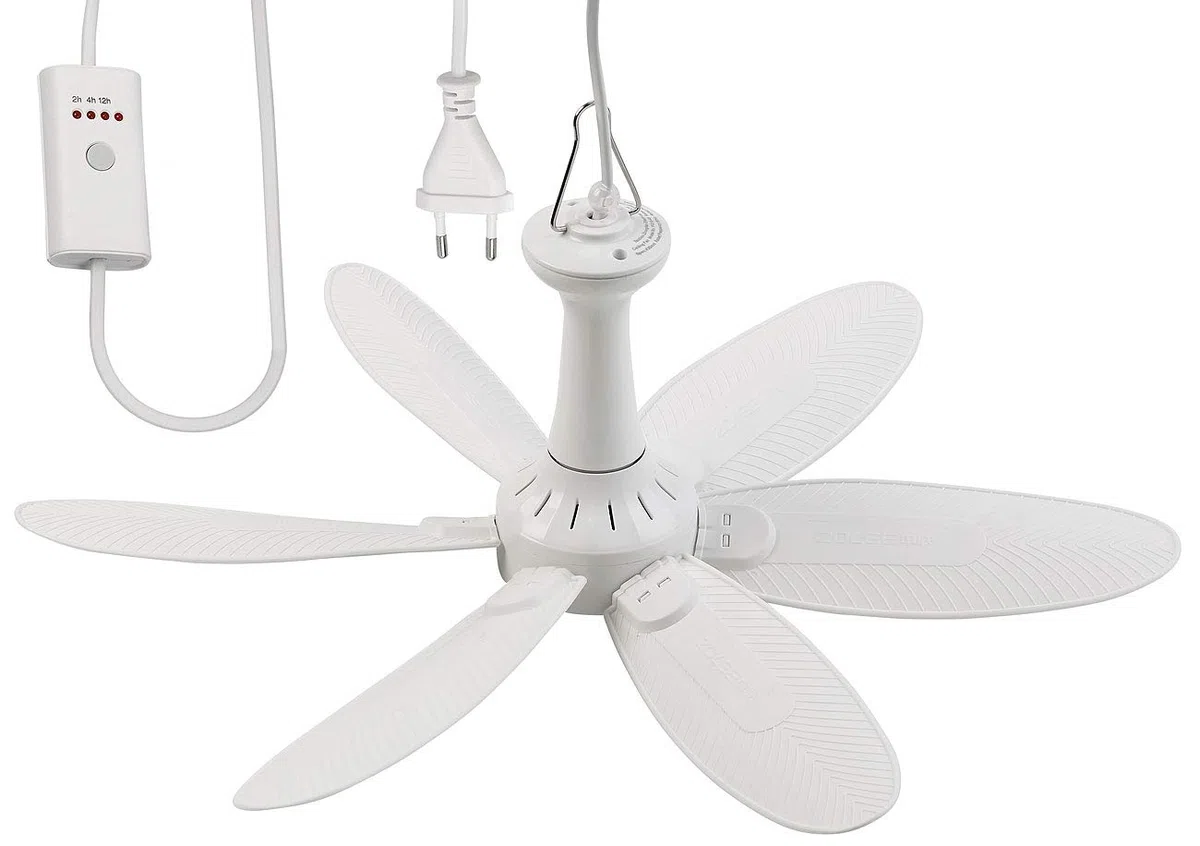 Sichler Haushaltsgeräte Deckenventilator mobil: Mobiler Decken-Ventilator mit 6 Flügeln, Timer, Aufhänger, 43 cm, 7 W (Deckenventilator Steckdose, mit Kabel, Mini)