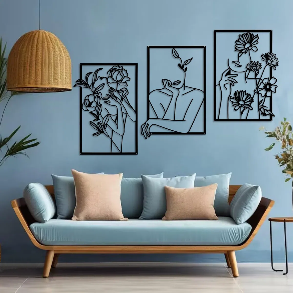 YiYa 3 Stück Wanddeko aus Metall Minimalistische Metall Wandkunst Wanddeko Schwarz Minimalistische Frau Wand Hängen Ästhetisch für Zuhause Wohnzimmer Küche