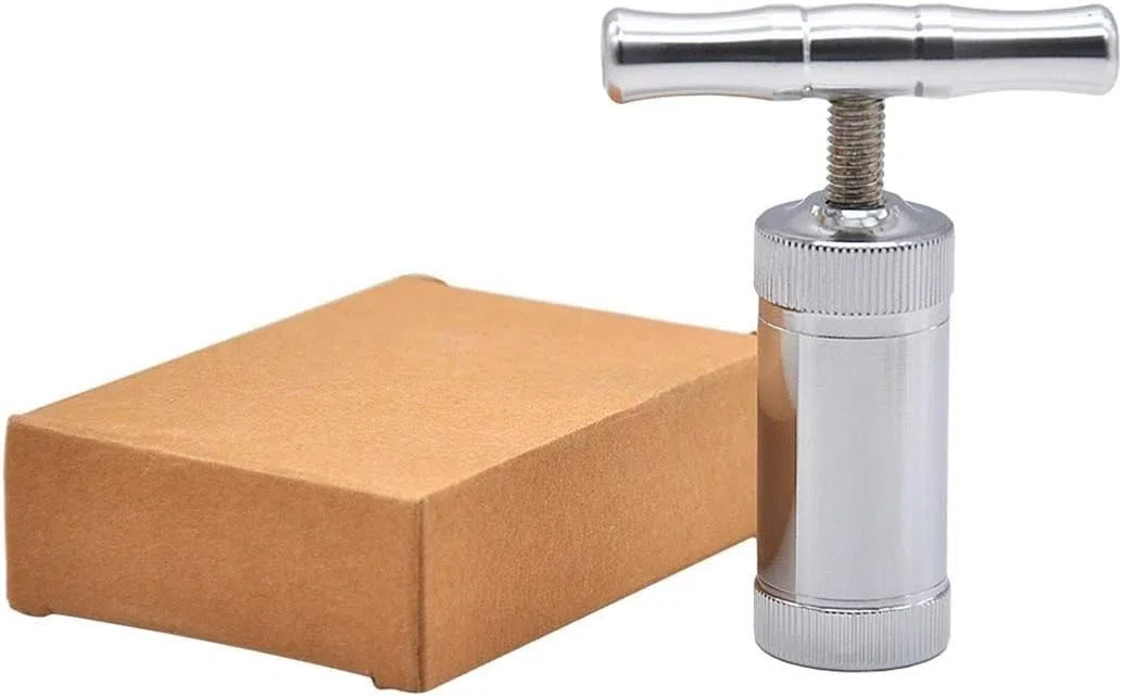 NArra Pollenpresse Werkzeug, T-Griff Pollenkompressor, Tragbare Form für Gewürze Pfeffer, Robuste Handpresse aus Edelstahl mit Geschenkbox