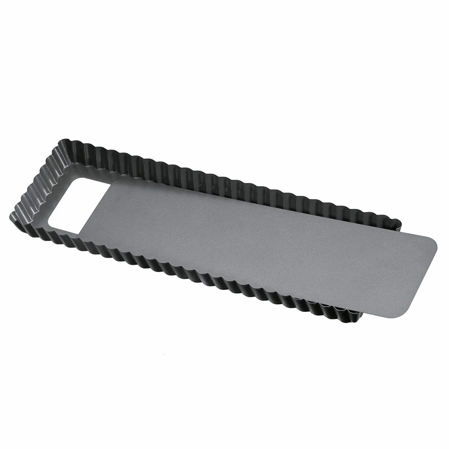 Original Kaiser La Forme Plus Tarteform rechteckig mit Hebeboden 35x13cm, Quicheform beschichtet, herausdrückbarer Emailleboden, schnittfest, servierfertig, Schwarz