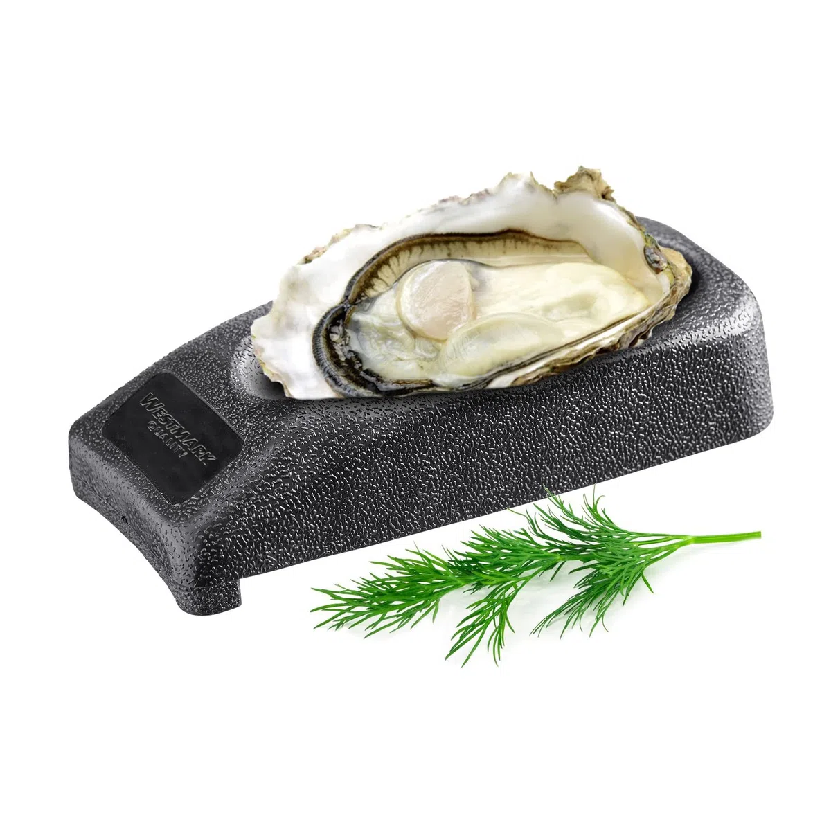 Westmark Austern-Set: 1 Austernbrecher, beidseitig geschliffene Klinge + 1 Austernhalter mit Anlegekante, Rostfreier Edelstahl/Kunststoff, Silber/Schwarz, 661522E6
