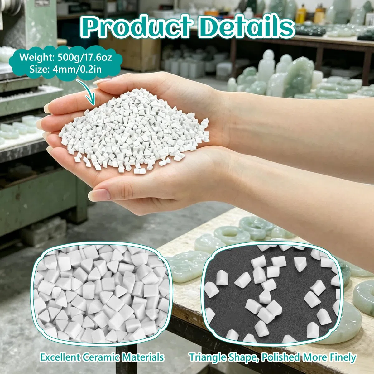 Keramik Füllmedien 4 mm 500 g Pellets Trommelnde Dreieck Polierkeramik Wiederverwendbare Zylindrische Keramikpellets für Rock Tumbler Stone Polisher