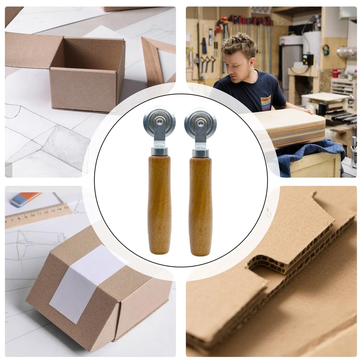 Nähkopierrad – Manuelle Falzrolle, Hohlpappe, manuelle Falzlinie, Kalibrierungsfalzgerät, 0,5 mm + 1,2 mm, Papierfalzrad – vielseitiges ergonomisches Nadelspitzen-Falzwerkzeug für Hobby-Design