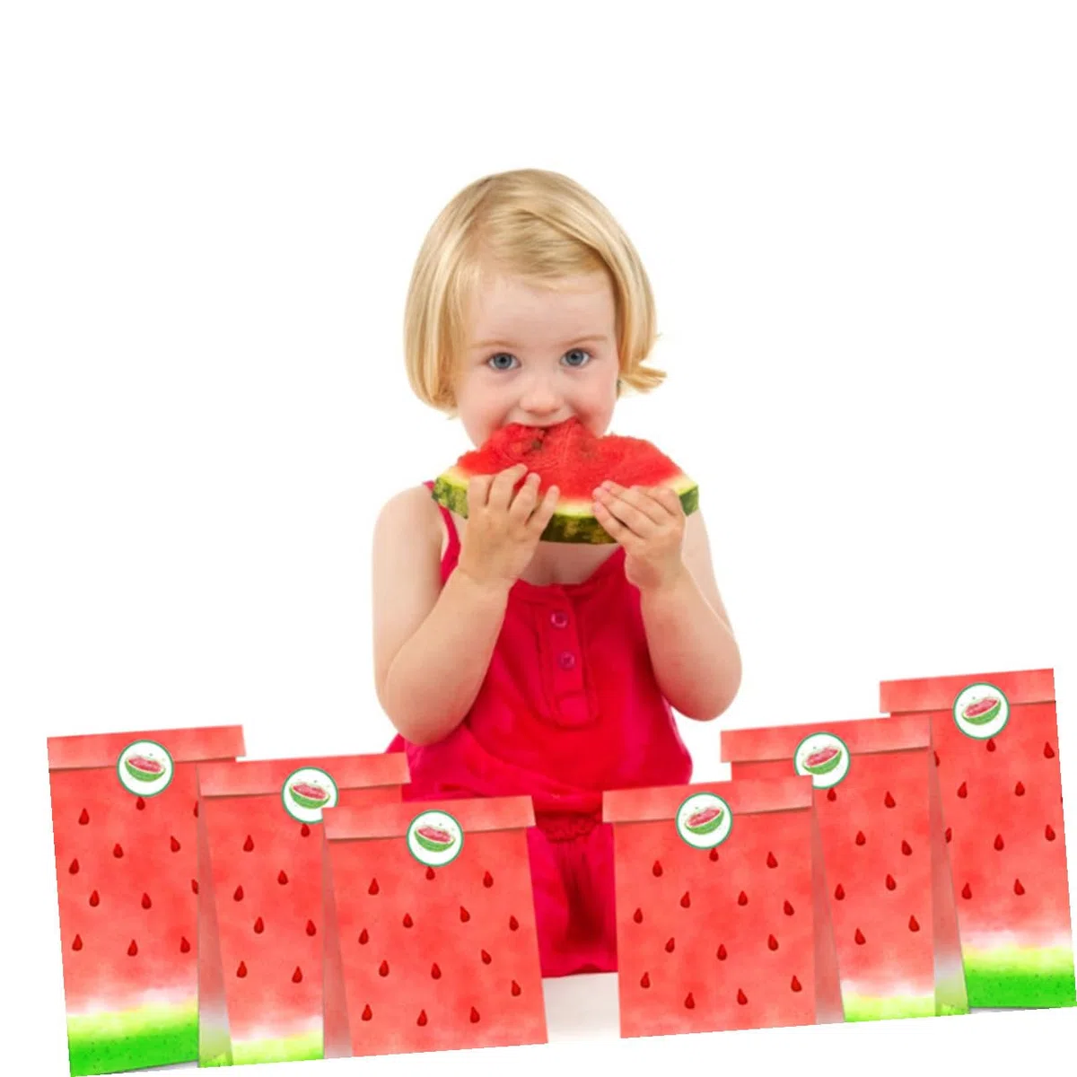 SEWOART Hawaiian Candy Papiertüten 20X8X5 Zoll Wassermelonenmotiv Lebensmittelqualität Geschenkbeutel Für Sommerparty Familienfeier Süßigkeiten Verpackung