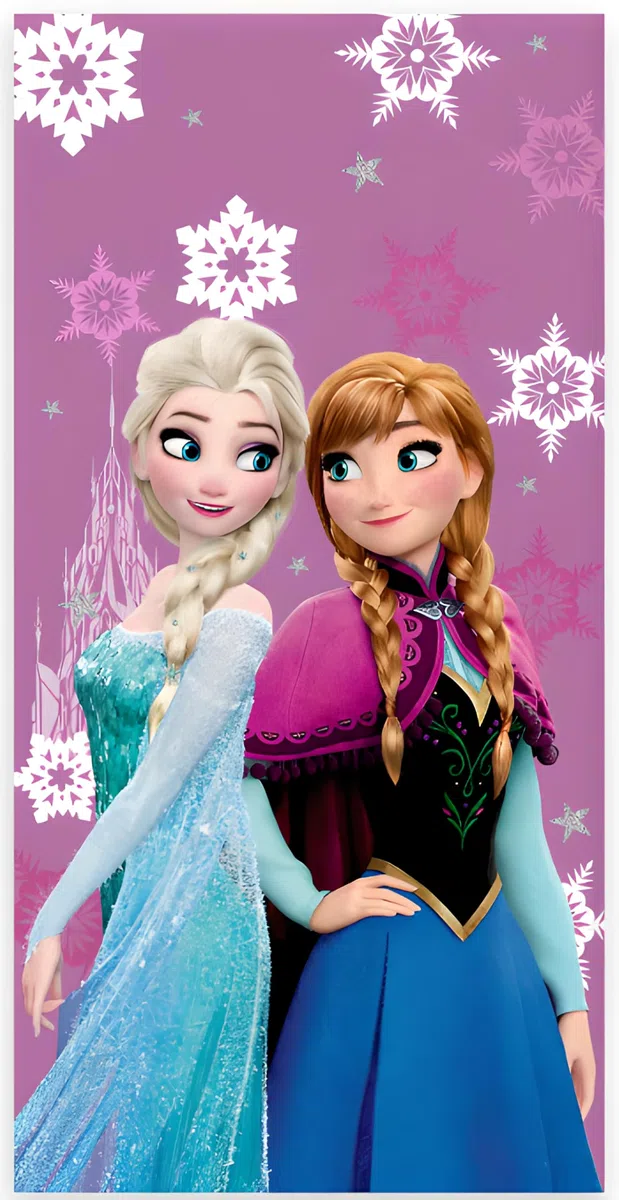 Disney Frozen Strand- und Badetuch 70 x 140 cm, 100% Baumwolle | Weiches und saugfähiges Bade- und Schwimmtuch für Kinder | Offizielles Frozen Anna & ELSA Handtuch | Ideal für Strand, Bad und Pool