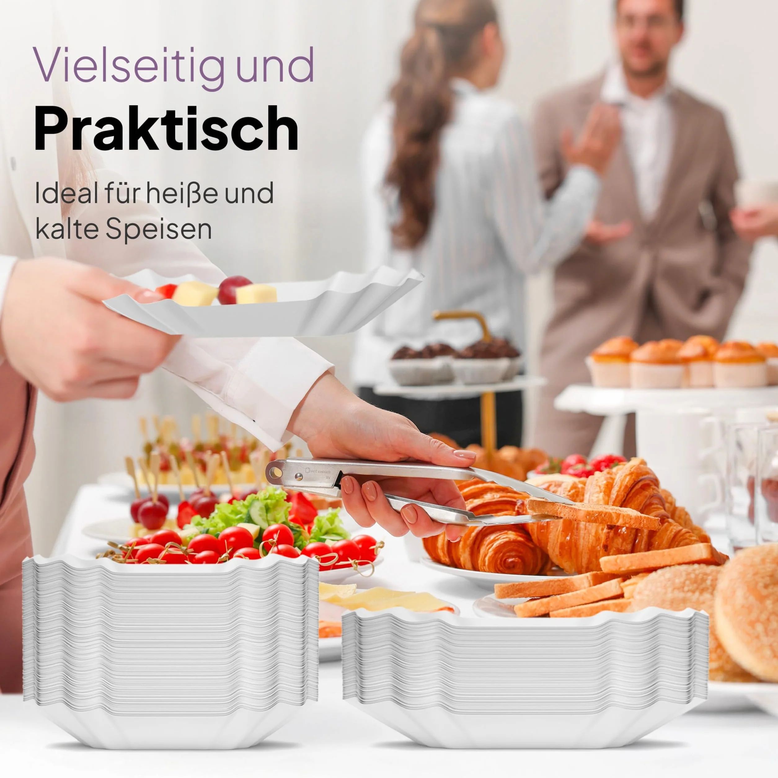 Inoverse 250 Stück Pommesschalen, Pappteller Weiß Einweg 20 x 10 x 3 cm, Umweltfreundlich Pappschalen, Currywust Pommes Papierteller, Einwegteller aus Pappe, Einweggeschirr, Partyteller, KU1