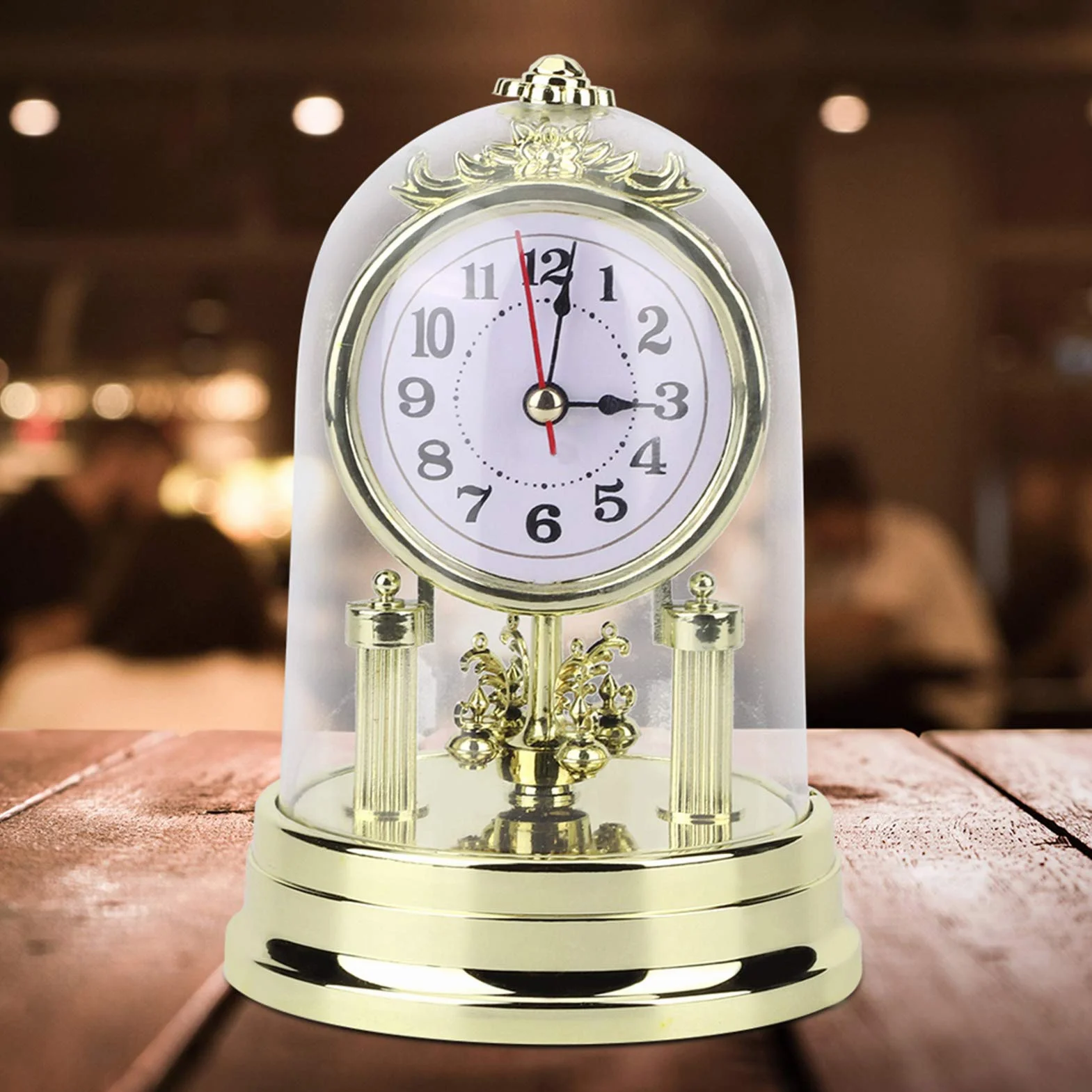 Cocoarm European Retro Style Wohnzimmeruhr Silent Antique Tischuhr Standuhr Decoration Home Ornament, 11 x 17 cm (Golden)