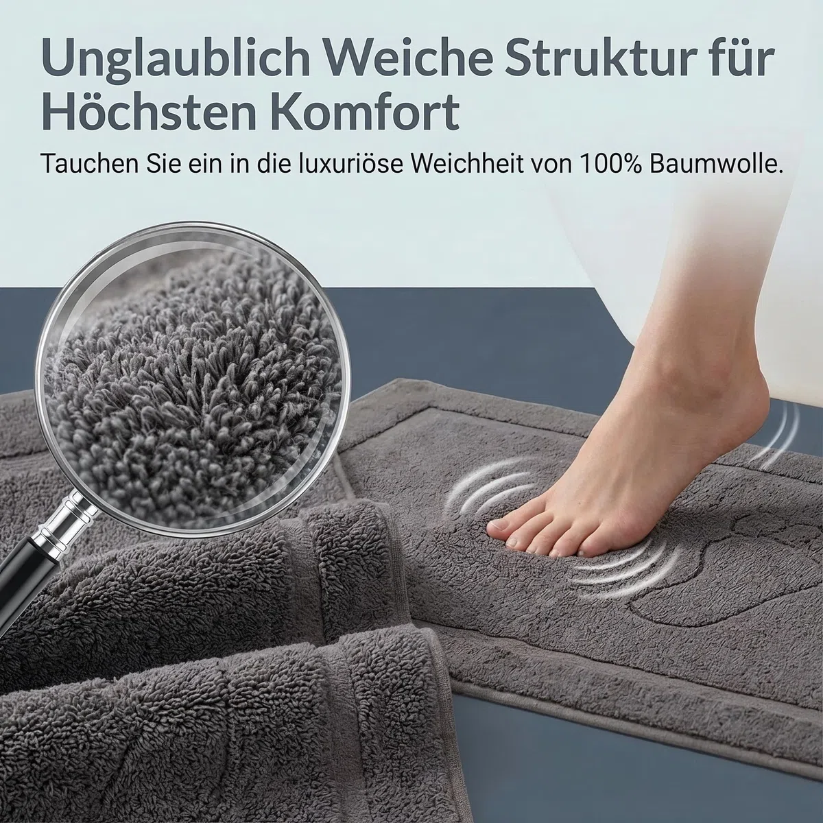 Komfortec 2er Badvorleger aus 100% Baumwolle, 800 GSM, Waschbar, Badematte, Badteppich, Saugfähig, Frottee, 50x80 cm, Anthrazit Grau