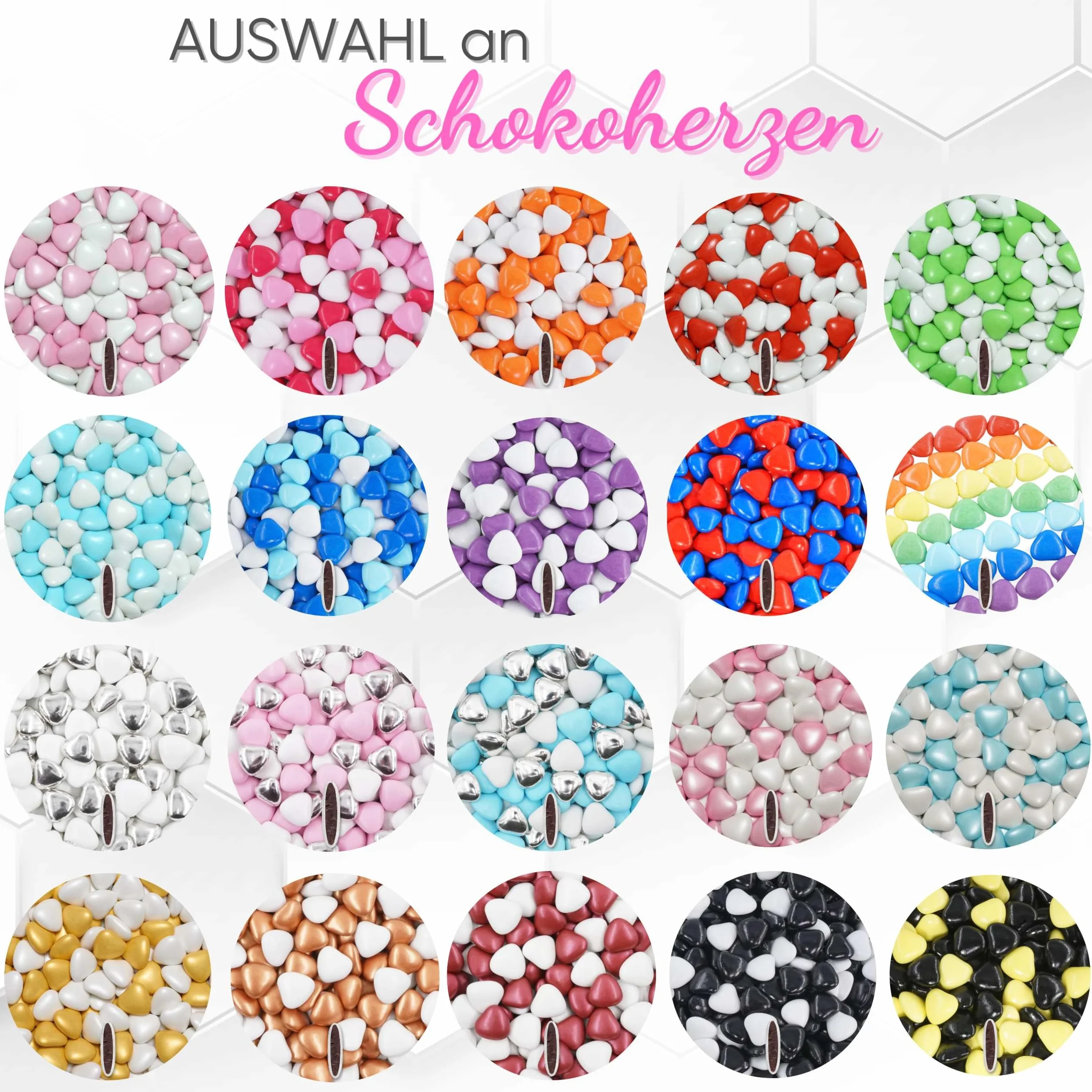 EinsSein Schokoherzen Hochzeit Herz Dragees weiss-hellblau-blau glanz 1kg Mix | ca. 1,8 cm | Gastgeschenke Taufe Junge, Kommunion, Kindergeburtstag | Schokodragees, Schoko in Herzform