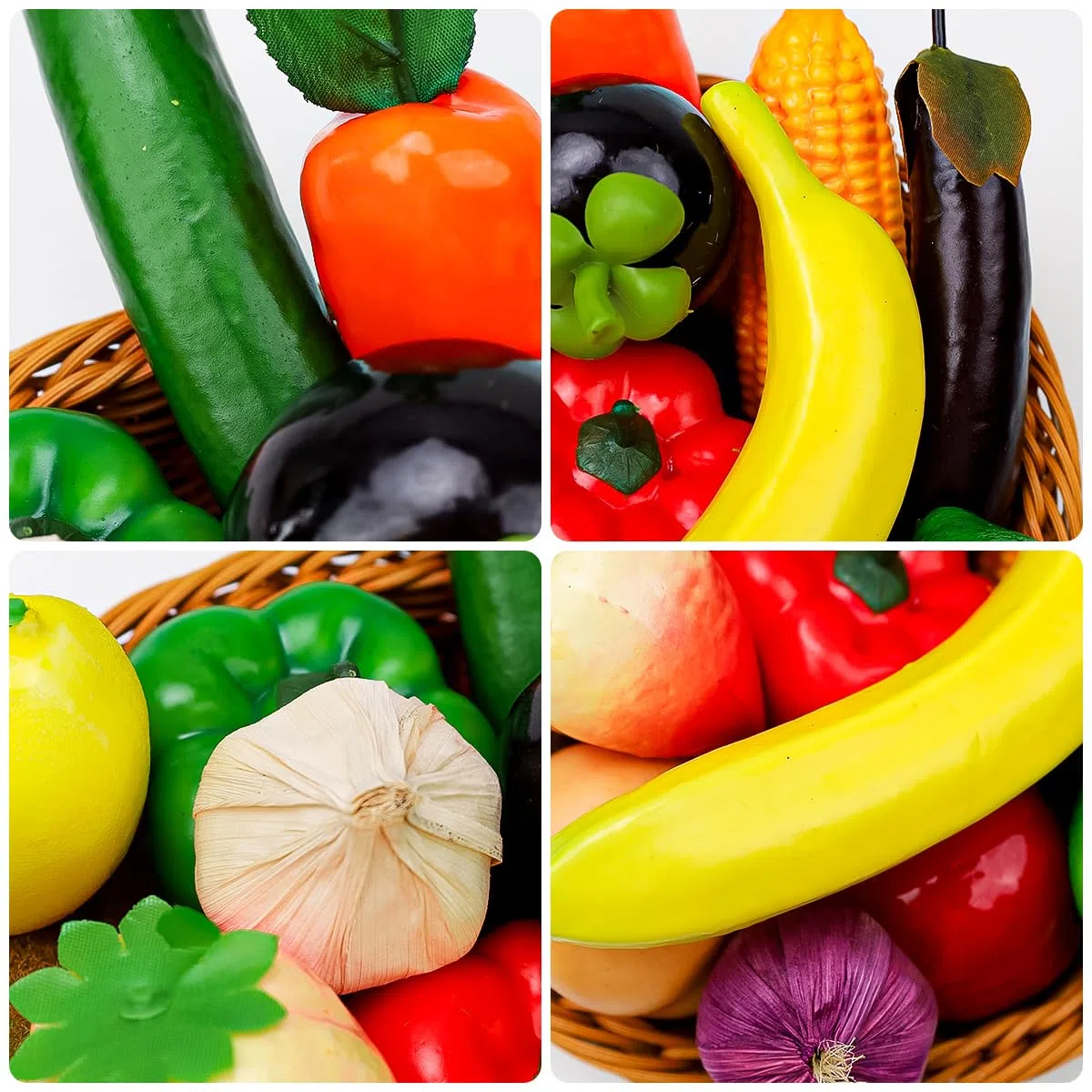 16 Pcs Künstliches gemüse, Plastik Gemüse und Obst deko, Künstliche Obst und Gemüse Für Dekoration