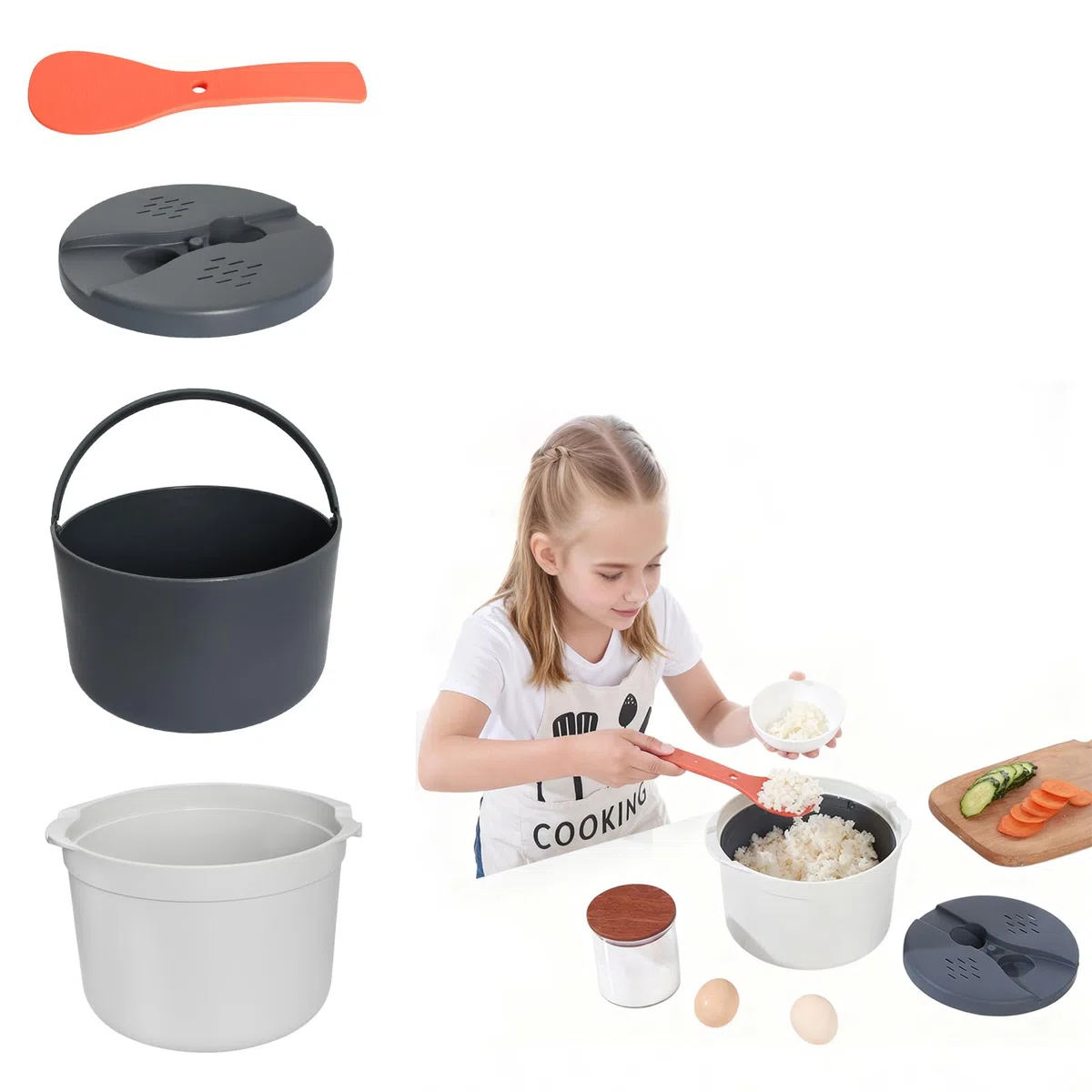 2L Reiskocher Mikrowelle Dampfgarer Mikrowelle Multifunktions Dampfgarer mit Filterabdeckung Gedämpfter Reiskocher Schnelles und Einfaches Reiskochen Mikrowellengeschirr Steamery