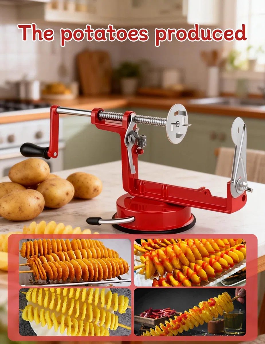 Edelstahl Spiralschneider für Kartoffeln – Manueller Kartoffelspiralenschneider für Spiralkartoffeln & Süßkartoffeln – Kartoffel Twister Spiralschneider für Zuhause, Grill & Küche
