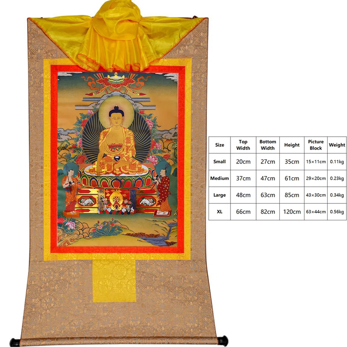 Gandhanra Thangka Tibetische Wandbehang,Shakyamuni Thangka,Heißgeprägter Buddha Wandteppich für Zen Wohnkultur, Meditation, Spirituelle Entspannung und Ruhe