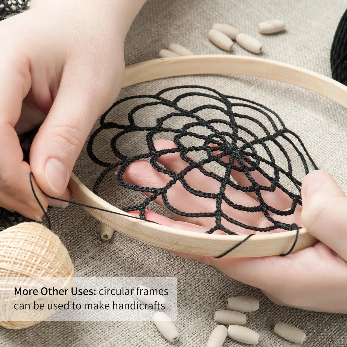10 Stück Bambus Stickrahmen, 20 cm Bambus Kreis Kreuzstich Hoop Ringe Einstellbar für DIY Kunst Handwerk Handliches Nähen