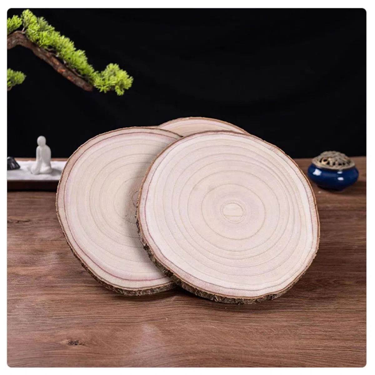 35-38cm Große Baumscheibe holzscheiben mit Rinde 2cm Untersetzer Holz Log Rustikale Kerzenständer für DIY Basteln (35-38cm/1pcs)