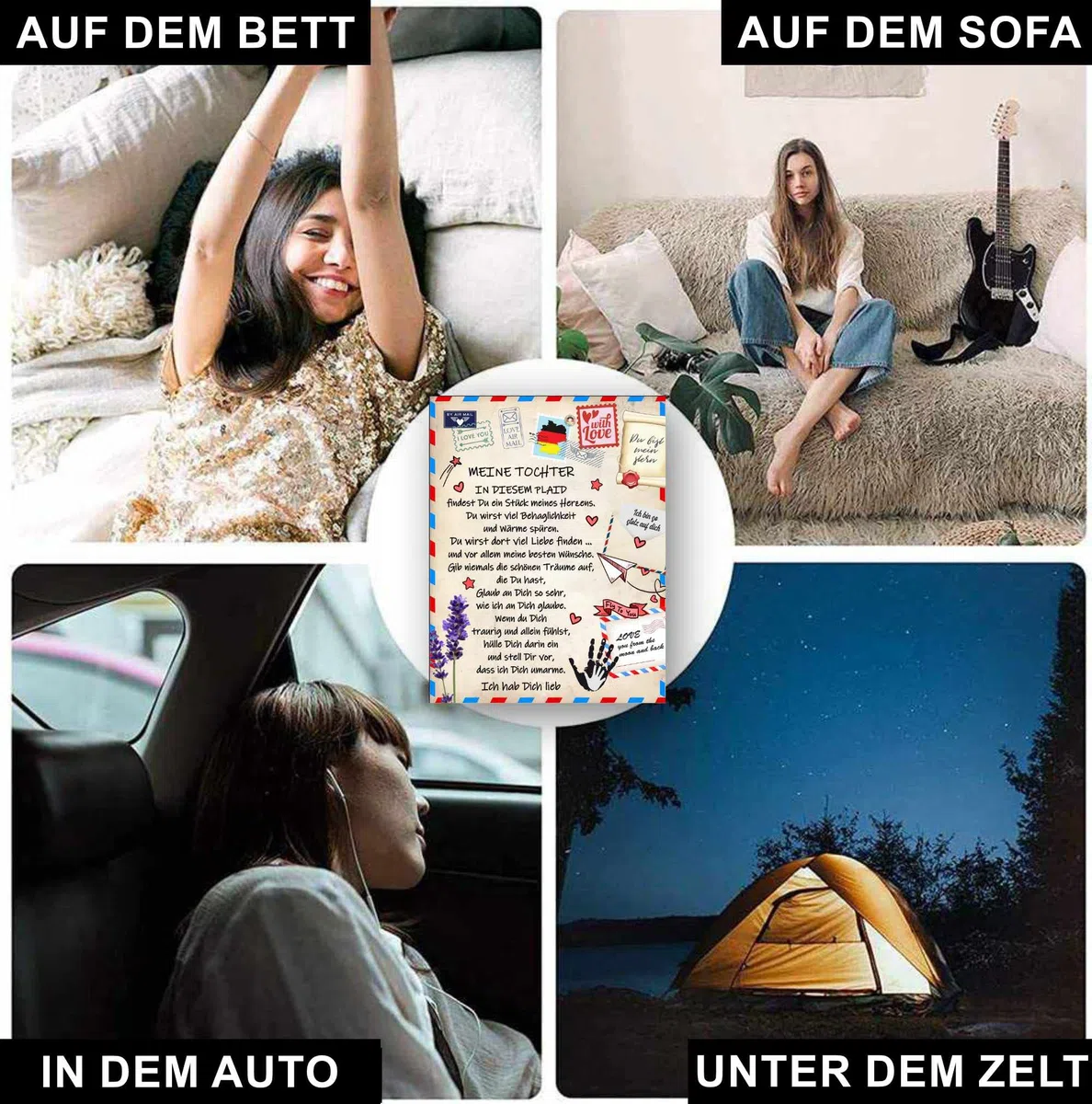Süße personalisierte Decke zum Verschenken an Ihre Tochter. Originelle und praktische Geschenkidee zum Geburtstag Weihnachten Muttertag Hochzeit Bettüberwurf Heimdekoration