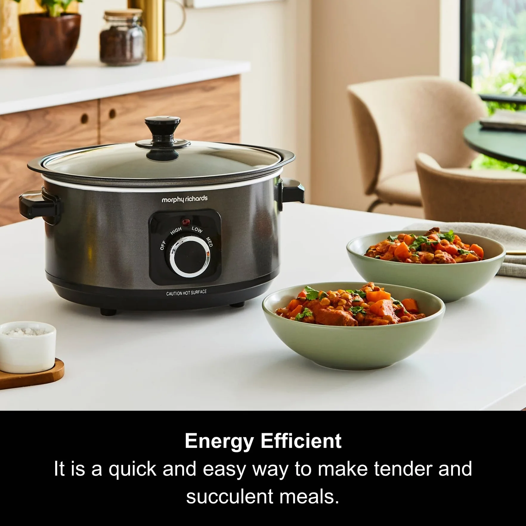 (Black) - Morphy Richards Slow Cooker Sear and Stew 460012 3.5L Black Slowcooker