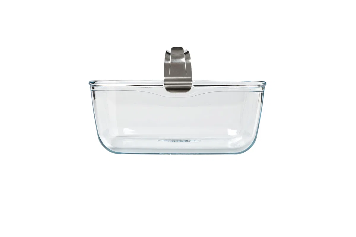 PYREX Auflaufform für Airfryer, Borosilikatglas, 2 L, mit Edelstahl-Griff