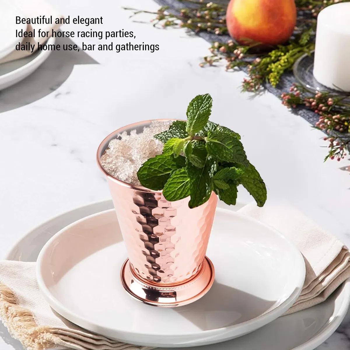 AYNEFY Julep-Becher aus Edelstahl, 400 Ml, Metall-Trinkbecher für Cocktails, Whisky, Bier, Pferderennen-Party, Bar, Zuhause, Restaurant, mit Glatten Kanten (Typ 1)
