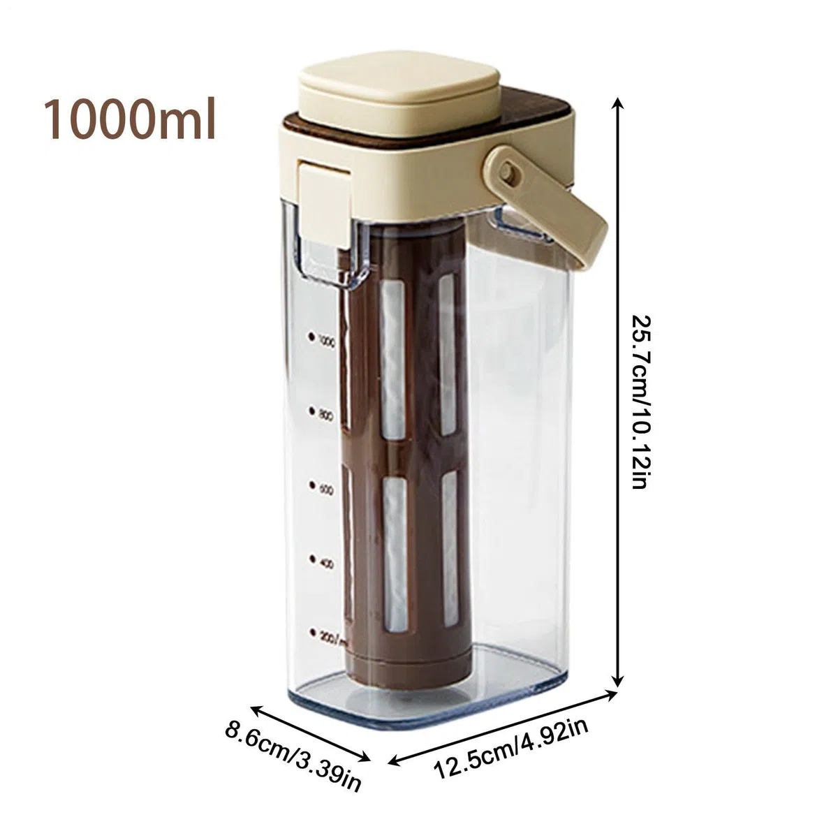 Cold Brew Maker - 1000ml Leakproof Dispenser with Handle Wide Mouth, Iced Coffee Infuser, Espresso Coffee Drink Pitcher | Glass Beverage Steeper for Homemade Drinks Lemonade Juice Home Kitchen Stay