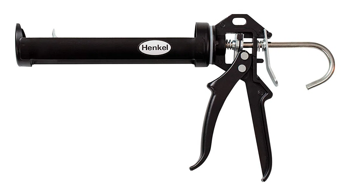 Pattex Montagekleber Power & Pattex Profi Metall Kartuschenpistole, aus Metall für Dicht- & Klebstoff-Kartuschen, Kartuschenpresse mit automatischem Nachlauf- und Schnellstopp, 1 Pistole
