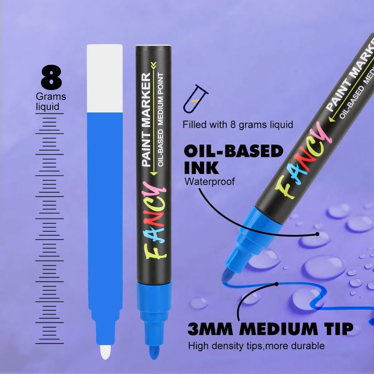 Acrylstifte für Wasserfest, 20 Farben 3mm Bemalen Permanent Marker Stifte Acrylstifte für Leinwand Marker Stifte für Keramik/Steine/DIY Fotoalbum/Papier/Glas