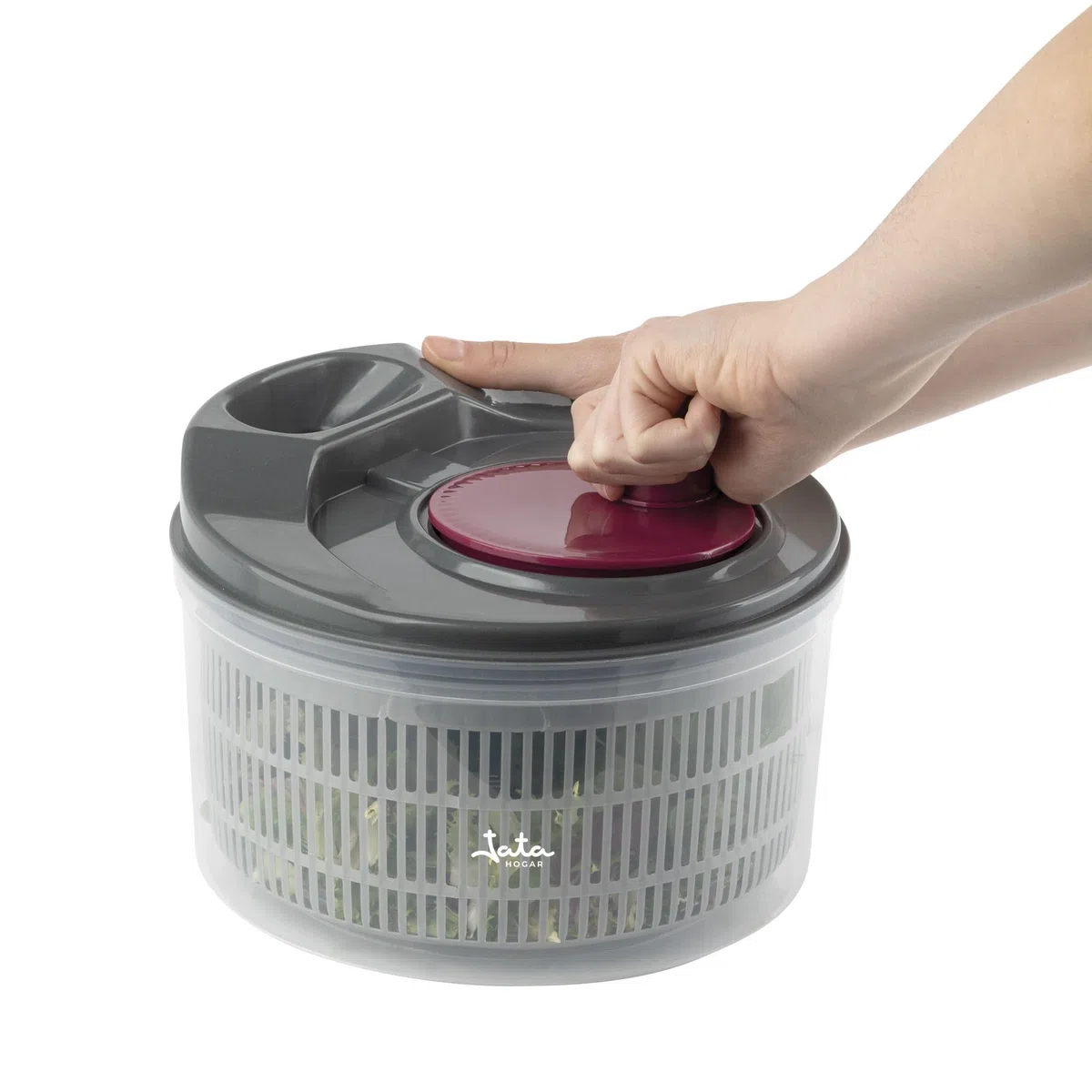 JATA Home HACC4554 Salatschleuder, 3 l, BPA-frei, drehbar in beide Richtungen, Schleudern, wäscht und trocknet Salat, Obst und Gemüse