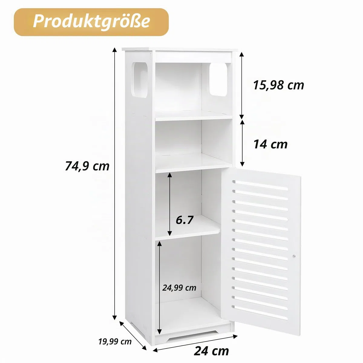 UTOKON Wasserdichter Badezimmerschrank, weißer Boden, stehender Aufbewahrungsschrank, Heimaufbewahrung, Möbelregal, geeignet für WC, Schlafzimmer, Küche, Wohnzimmer (SD)