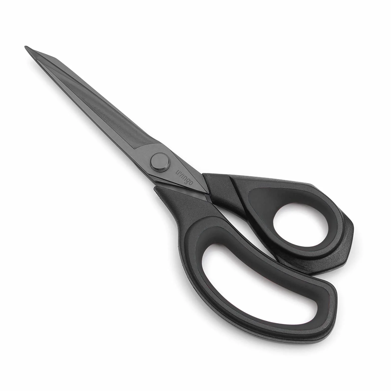 LIVINGO Professionelle Scharfe Schneiderschere: Hochwertiger Edelstahl mit Titan-Klingen, Multifunktionale Stoff- und Polstermaterialschere, 24 cm Schwarz