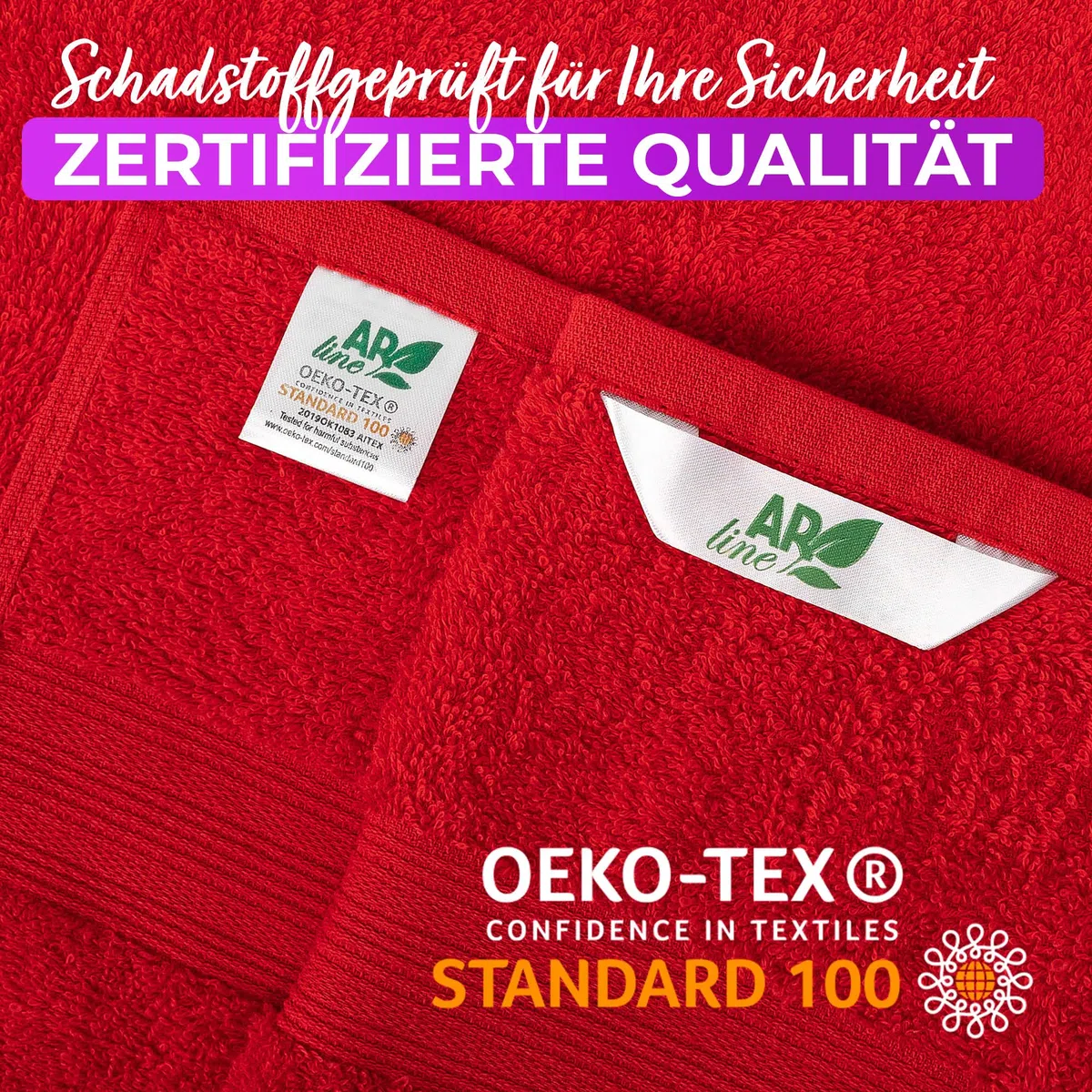 AR Line Arizona 10er Set Seiftücher 30x30 cm – 100% Baumwolle, 500 g/m², weich & saugstark, in Farbe: Rot