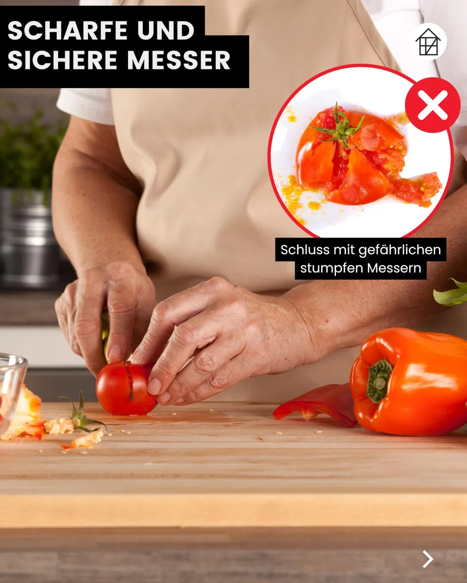 Fachwerk Gemüsemesser 4er Set – Küchenmesser aus Solingen, 7,5 cm Klinge, 2x rot & 2x schwarz – scharfes Schälmesser aus rostfreiem Edelstahl – Qualitätsmesser Made in Germany