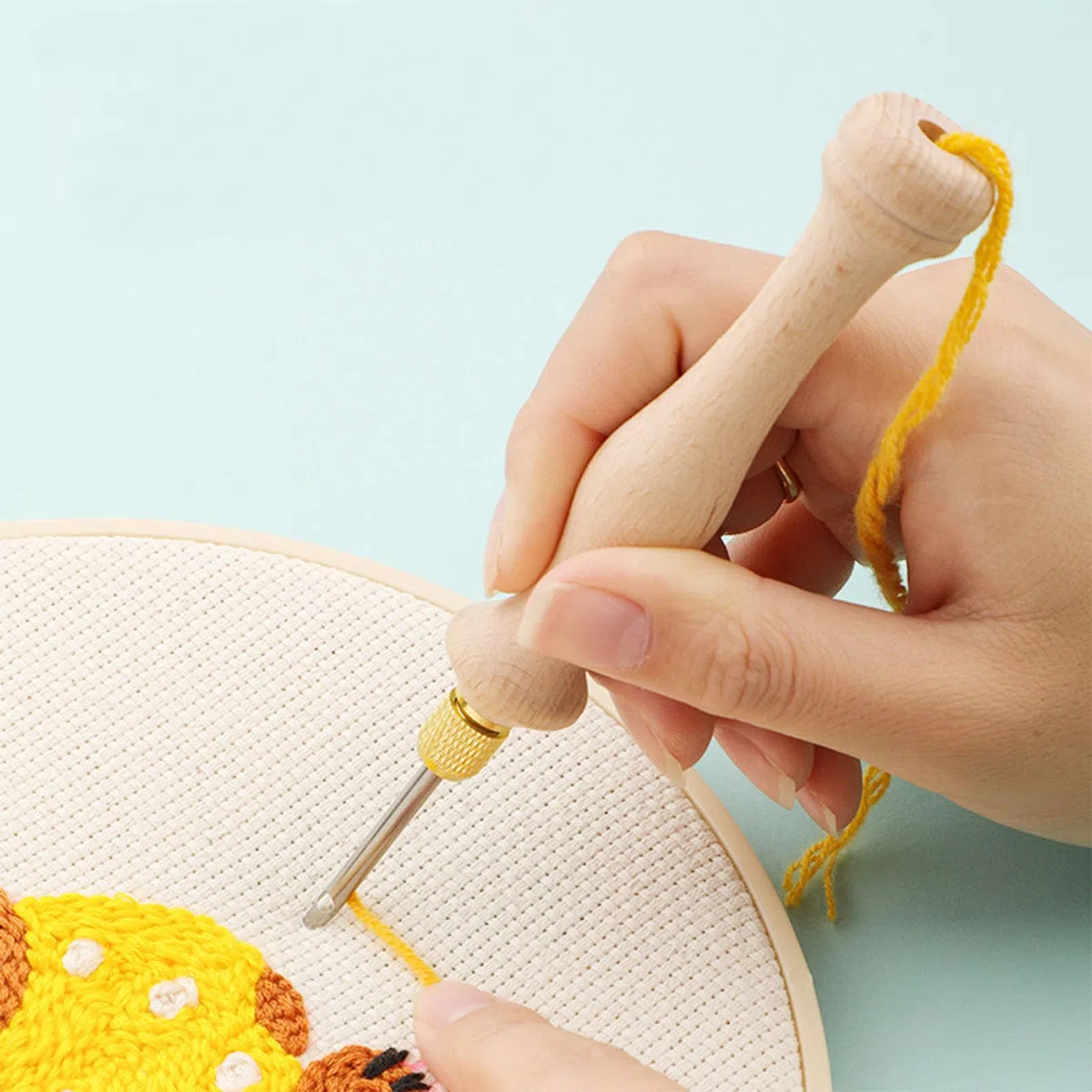 Woohome Stickerei Starter Kit Punch Needle Kit mit Stickrahmen, Stanznadeltuch, Garn, Punch Needle für Handwerk Stitching (21 Stück Starter Kits)