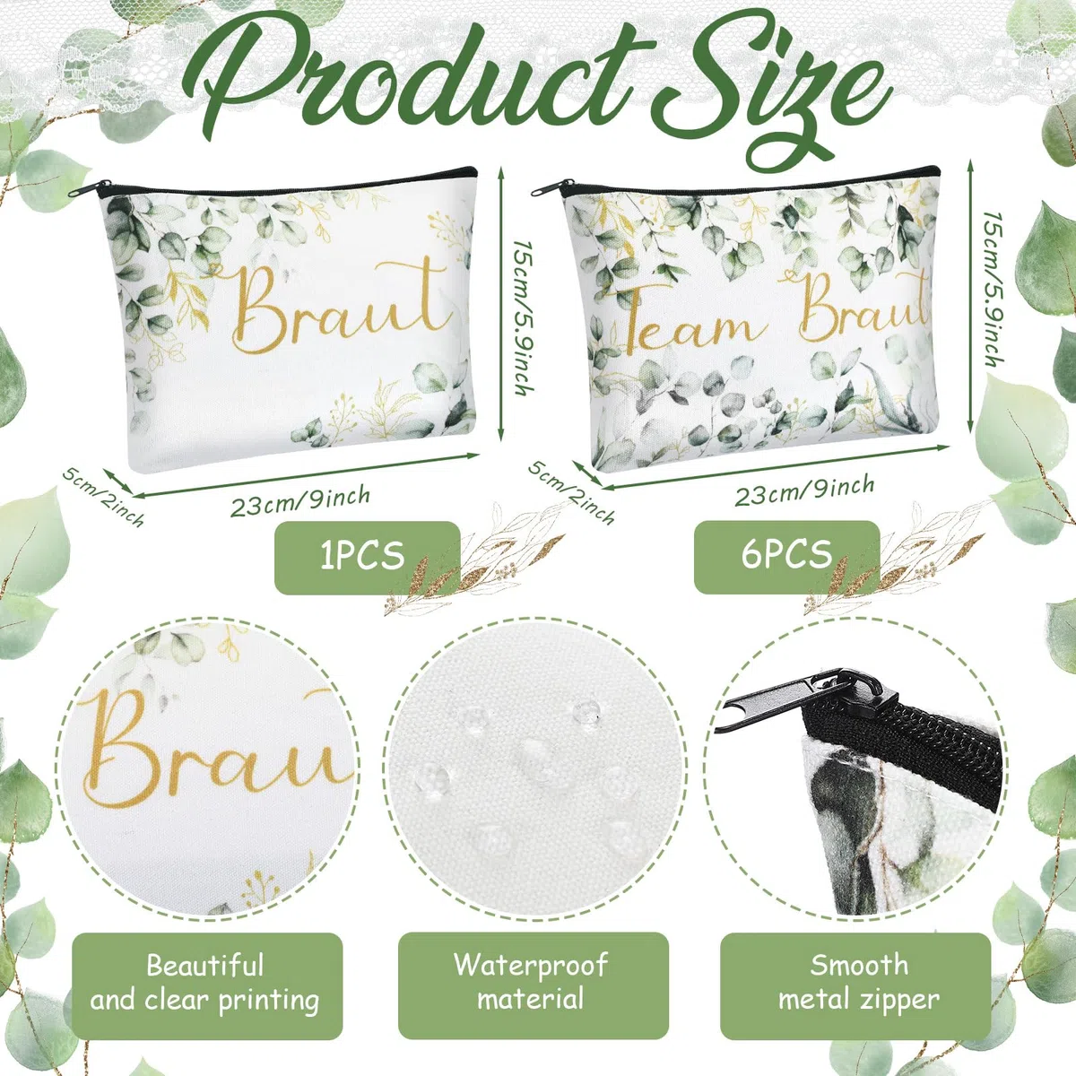 Hestya 7 Sets JGA Geschenke Team Braut Kosmetiktasche Bride Armbänder Buttons Team Braut JGA Deko Junggesellenabschied Frauen Accessoires