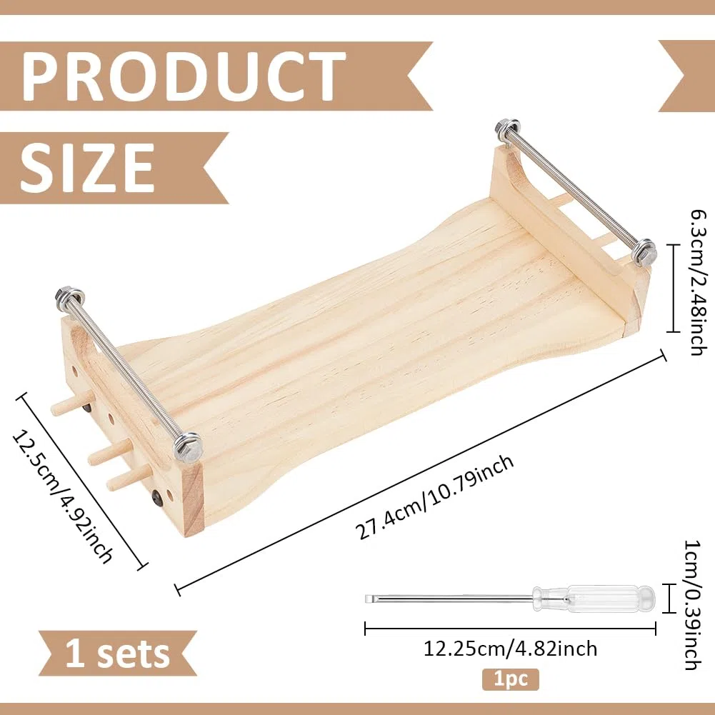 BENECREAT Holzperlen Webrahmen Set, Komplette Tablet Weaving Ausstattung mit Schraubenzieher für DIY Schmuckherstellung und Bastelprojekte, 27.4x12.5x6.3cm
