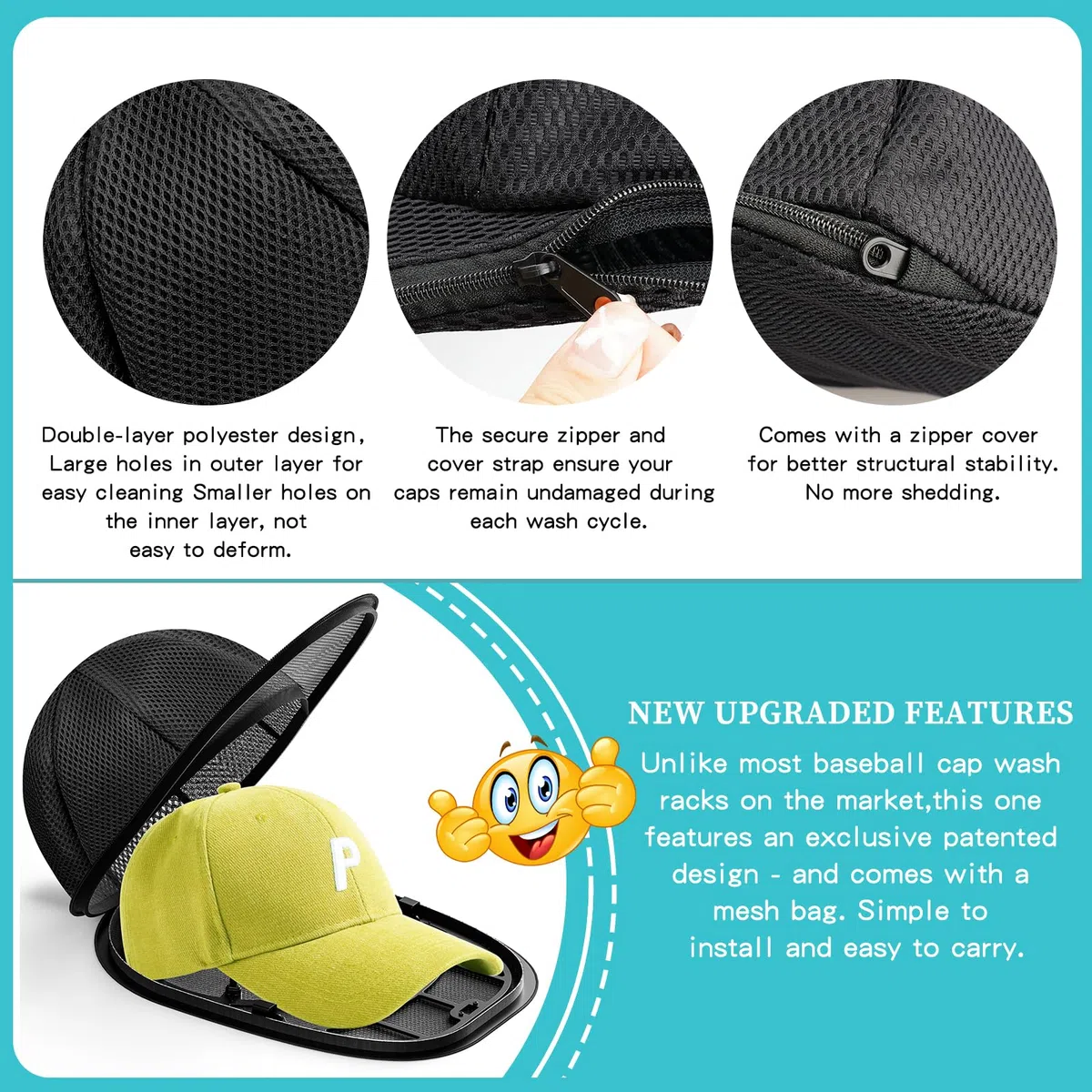 2 Stück Cap Waschmaschinen Form für Baseballkappen, Baseball Cap Waschen Form Hat Washer Cage Netz Spülmaschine Geschirrspüler, Hutwaschrahmen, Waschgestell Waschkäfig für Hut Reiniger