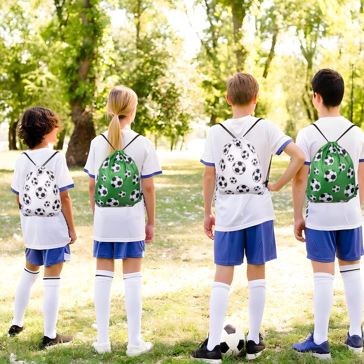 6PCS Fußball Kordelzug Packsack für Euro Cup,Draw String Tasche für Kinder,Fußball Club Supplies Giveaway Taschen,World Cup Kinder Sport Rucksack Schulter Tasche Veranstalter,Fußball-Party Geschenk
