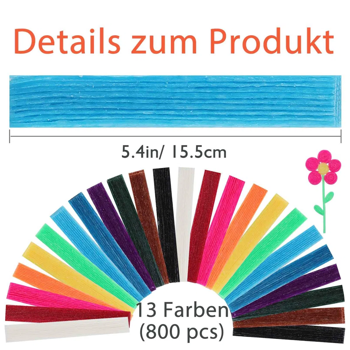 Kinmsito 600 Stück Wachsstäbchen für Kinder, 13 Colors Wachs Bastelstäbchen für Kinder,Wax Craft Sticks mit Aufbewahrungsbox, Klebrige Wachs Garnstäbchen für Handwerk DIY-Kunstzubehör
