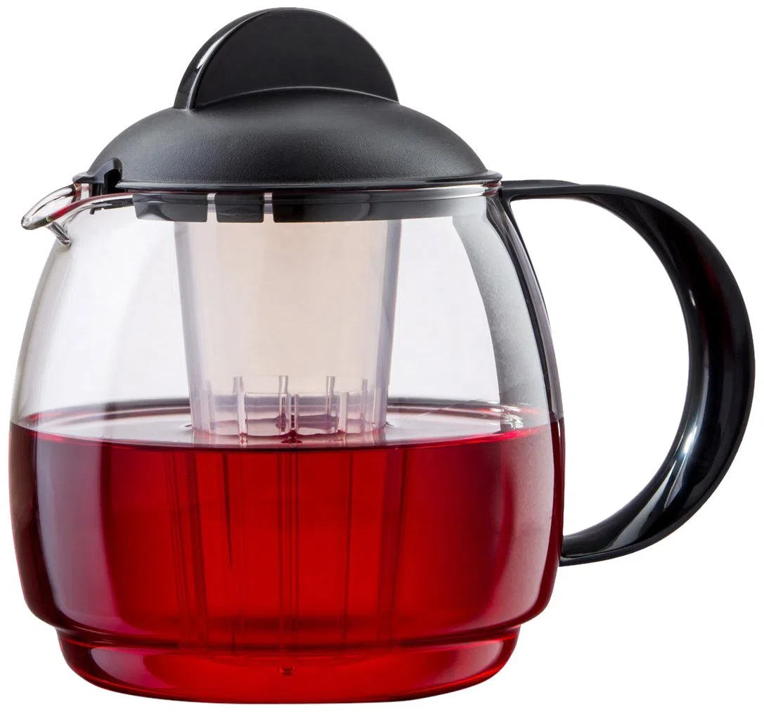 Boral 45181 Mikrowellen-Glaskanne 1,8 Liter mit Teefilter-Einsatz, schwarz