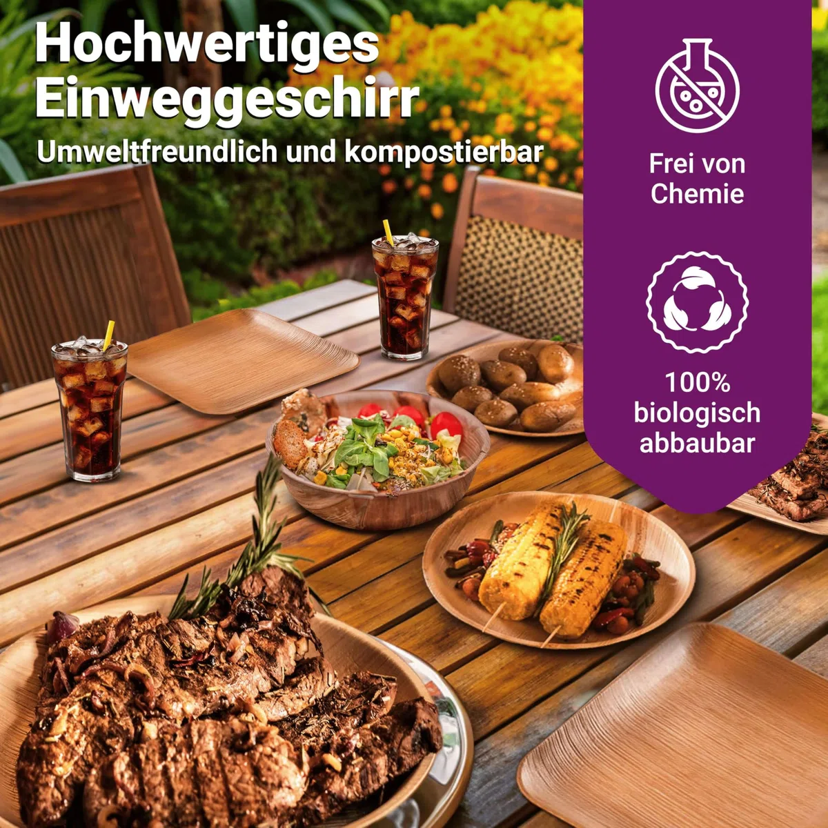 Bio Palmblattteller - 25 Einweg Teller klein eckig 15x15 cm - Premium Einweggeschirr kompostierbar - Umweltfreundliche Partyteller - Palmblatt Geschirr