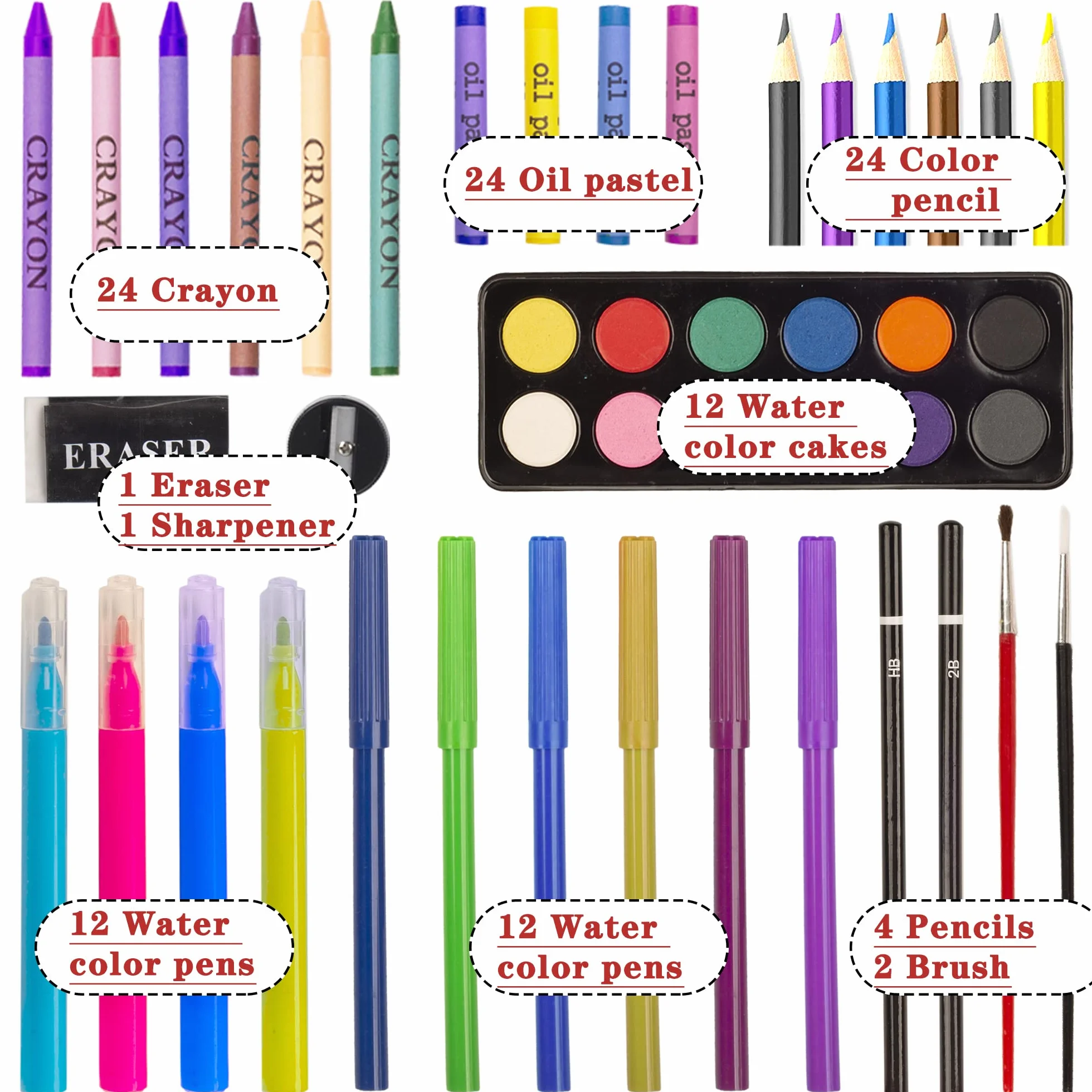 KINSPORY Premium Malkoffer Deluxe 150-teilig Malset für Kinder Anfänger Tolles Buntstifte Set, Wasserfarben, Ölpastellfarbe, zeichenstifte, Bleistifte als Zeichenset Geschenk Kinder