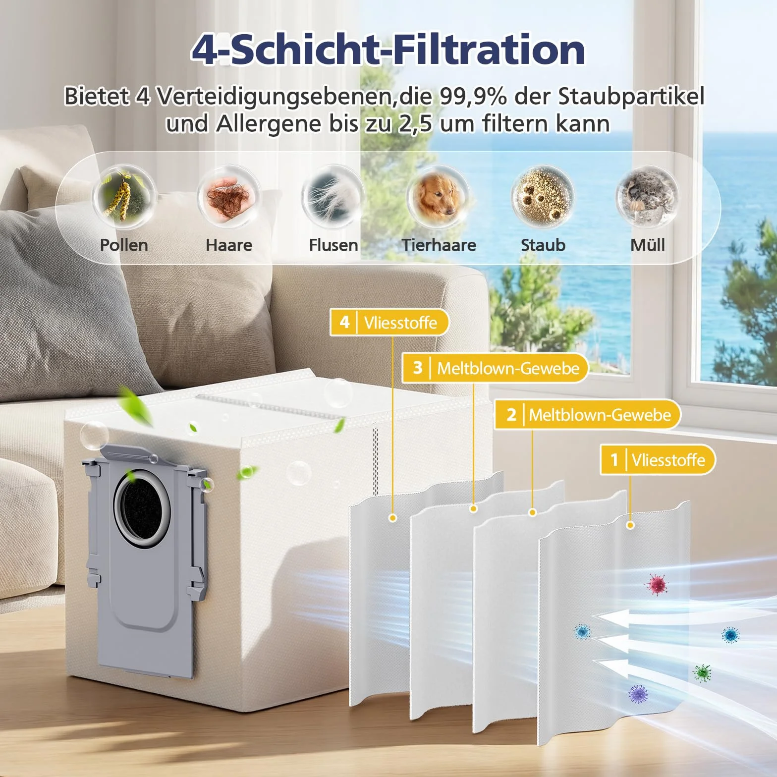 26 Stück QV 35A Zubehör für Roborock QV 35A/QV 35S / Qrevo S Pro/ QR598 / QR798 Saugroboter, 2 Hauptbürste, 6 Wischpads, 6 Staubbeutel,4 HEPA-Filter, 6 Seitenbürsten,1 Reinigungsbürste