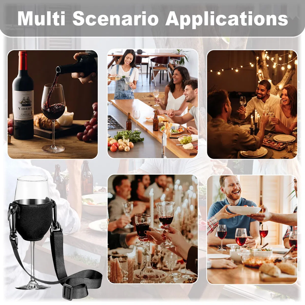 6 Stück Weinglashalter Zum Umhängen, Tragbar, Festival Wine Glass Holder, Stoff Für Den Hals, Wein Für Weihnachten, Weinfest, Hochzeit, Geburtstag, Party, Picknicks