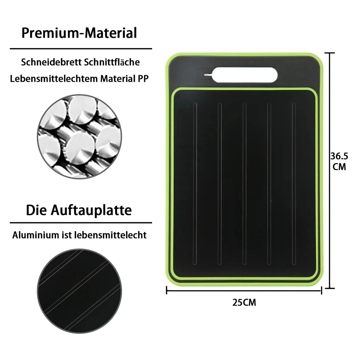 Auftauplatten Schneidebrett mit Auftau-Funktion, 3x Schneller Auftauen Frost Away 4-in-1 Küchen Gadget mit Integriertem Messerschärfer und Gewürzreibe Auftauschale Defrost Tray